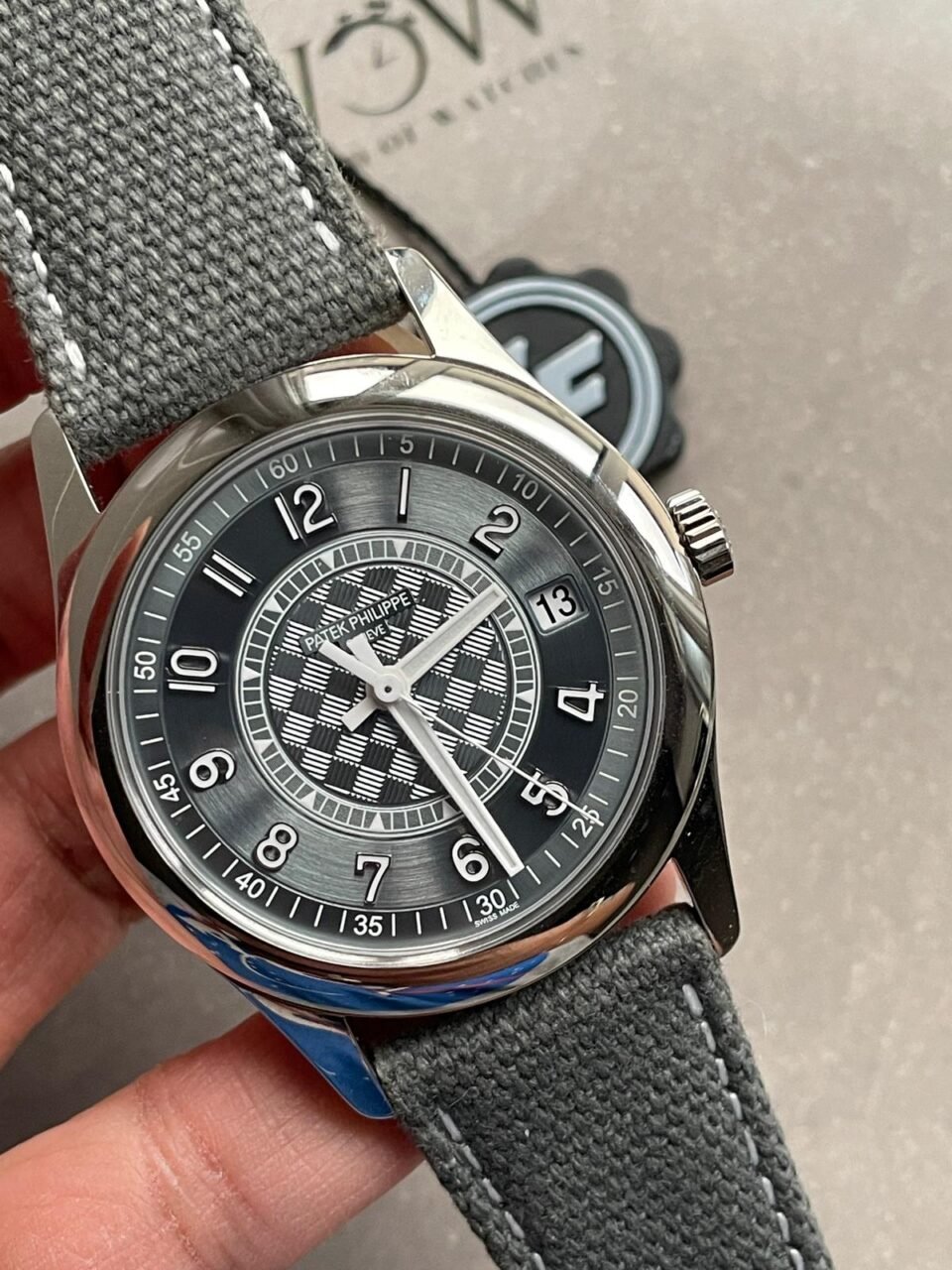 Calatrava 6007A-001 SS ZF 1:1 Best Edition Grey Dial on Grey Leather Strap A324CS - Image 4
