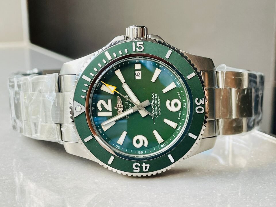 Superocean Automatic 44 BLSF 1:1 Best Edition Green Dial Green Bezel on SS Strap A2824 - Image 4