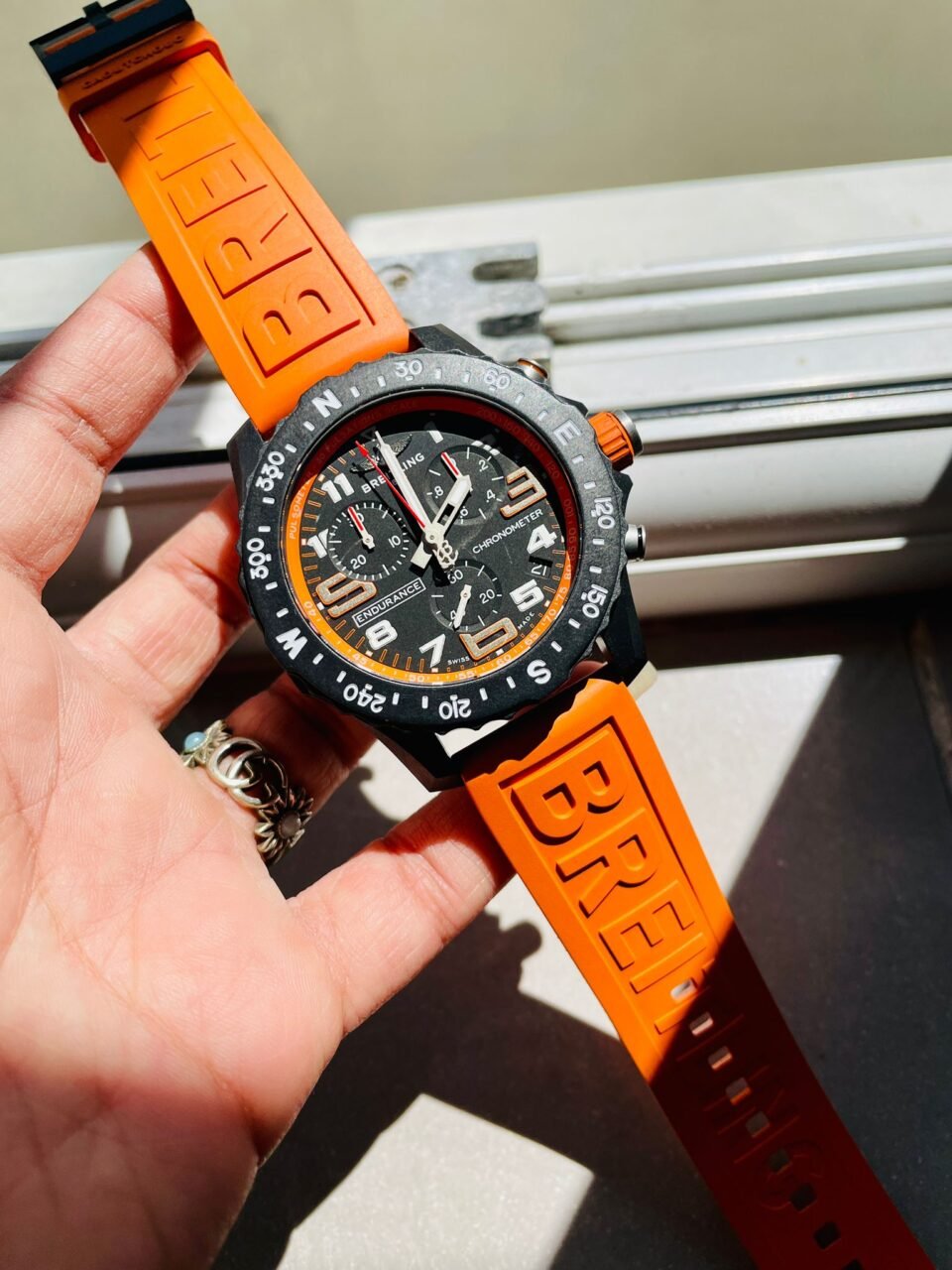 Endurance pro OGF 44mm Black dial orange Rubber Strap quartz movement