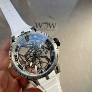 Excalibur Titanium Bezel BBR Best Edition Titanium Skeleton Dial on white rubber Strap A2136 Tourbillon V4