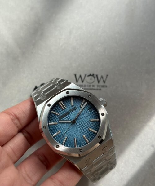 Royal Oak 41mm 15510 BC SS ZF 1:1 Best Edition Ice Blue Textured Dial on SS Bracelet SA4302  V3