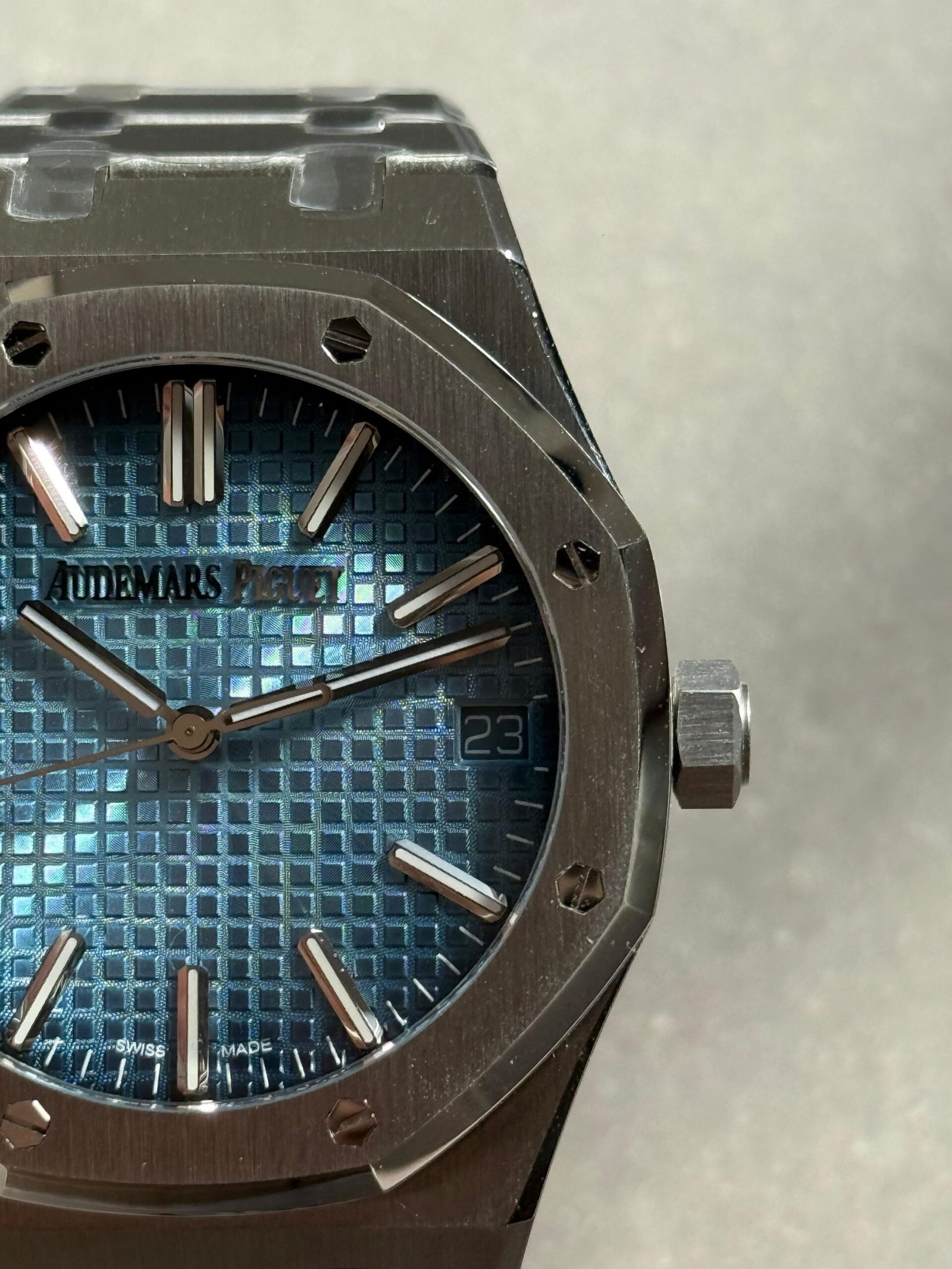 Royal Oak 41mm 15510 BC SS ZF 1:1 Best Edition Ice Blue Textured Dial on SS Bracelet SA4302 V3 - Image 7