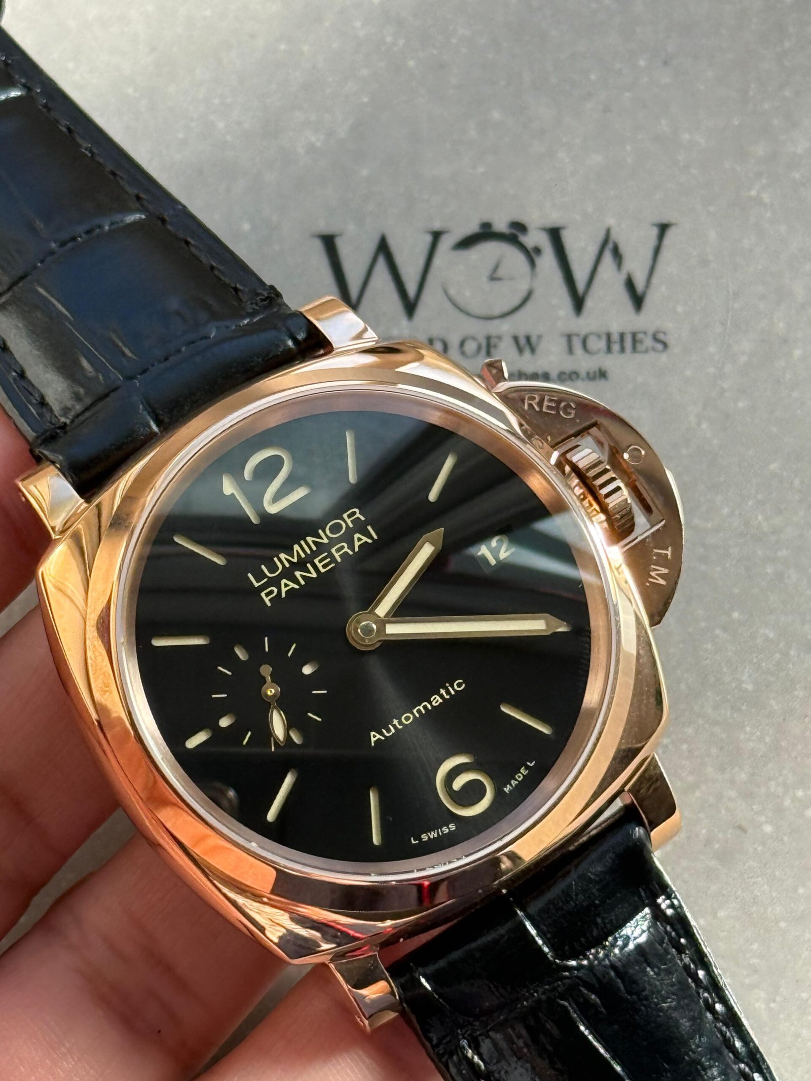 PAM908 Luminor Due VSF Best Edition Black Dial on Black Leather Strap AXXXIV - Image 2