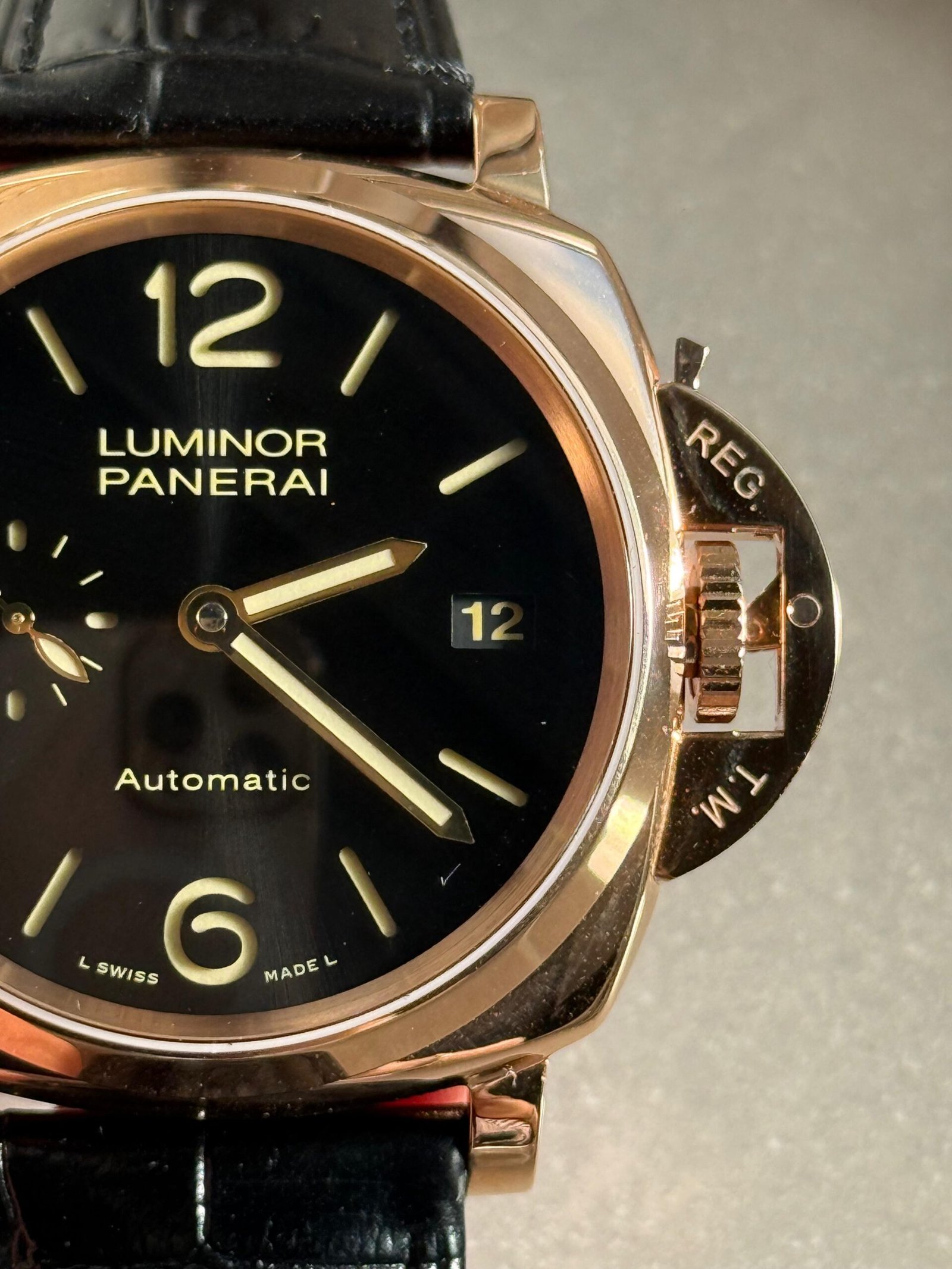 PAM908 Luminor Due VSF Best Edition Black Dial on Black Leather Strap AXXXIV - Image 8