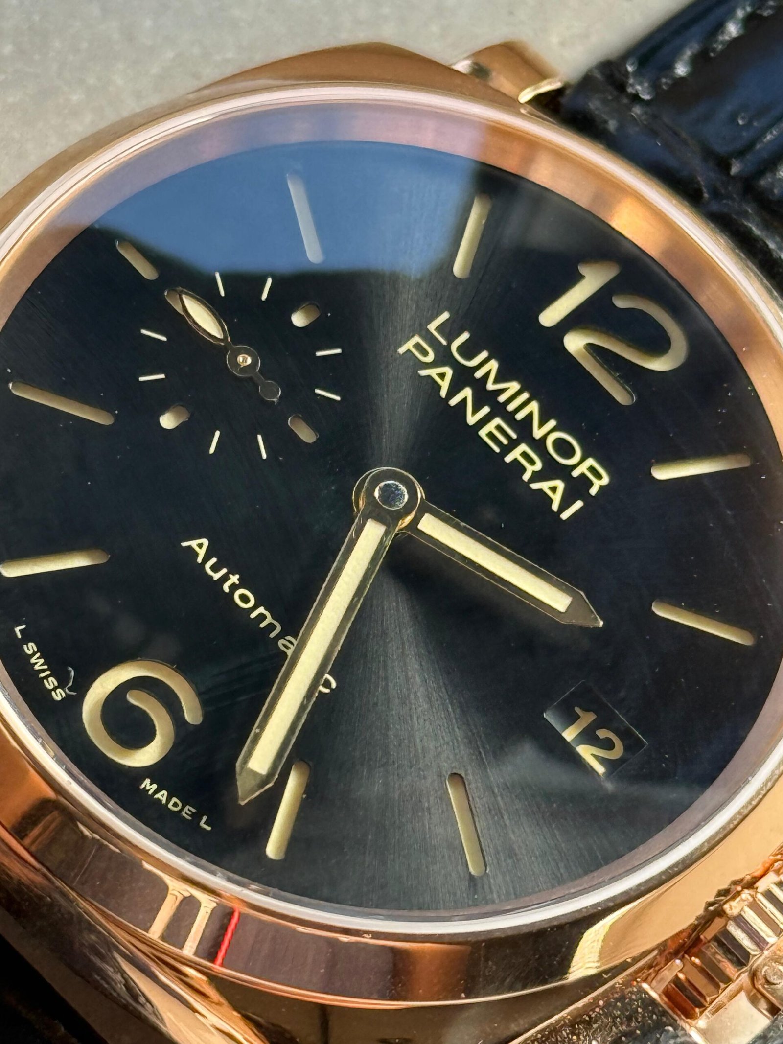 PAM908 Luminor Due VSF Best Edition Black Dial on Black Leather Strap AXXXIV - Image 9